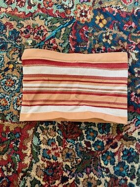 Striped Peach & Cream Knit Bandeau Top